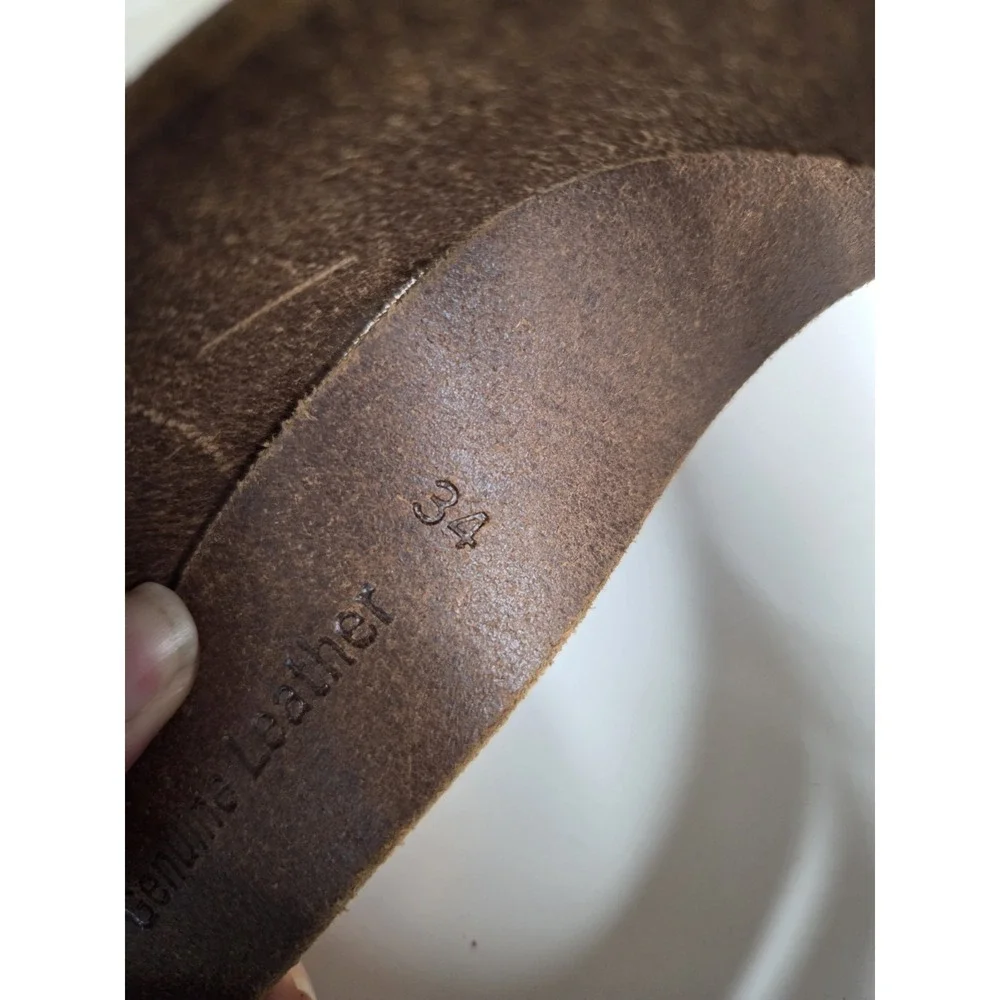 Timberland‎ Men Genuine Leather Classic Jean Belt Brass Buckle Brown Size 34